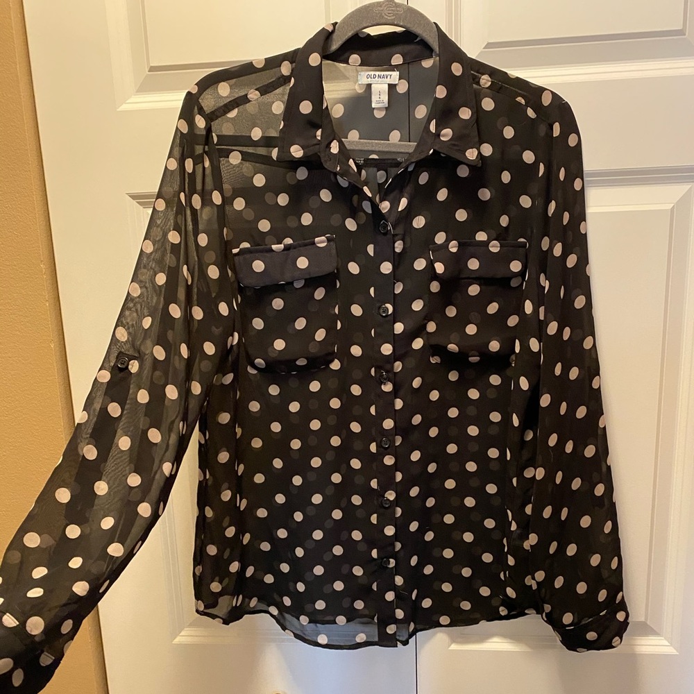 Polka-Dot Sheer Blouse